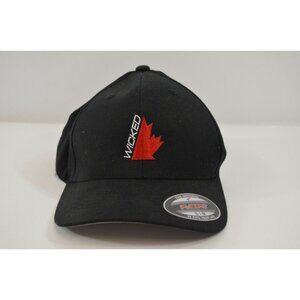 Wicked Canada Maple Leaf Hat Flex Fit Small / Medium Unisex Black Sports Hockey